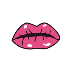 pop art female mouth line and fill style icon vector design