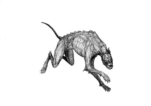 wild rut dog hellhound nightmare monster creature beast