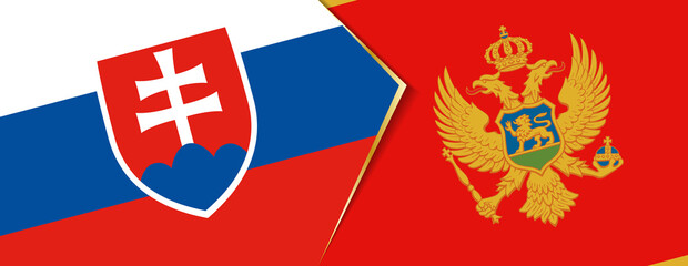 Slovakia and Montenegro flags, two vector flags.