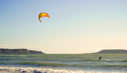 Kite surfer in Rossilli bay wales