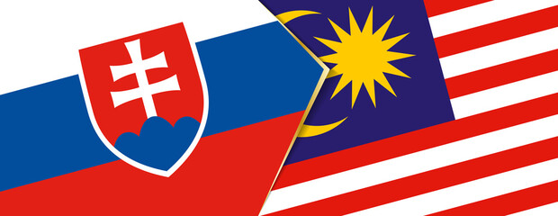 Slovakia and Malaysia flags, two vector flags.