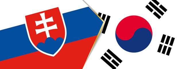 Slovakia and South Korea flags, two vector flags.