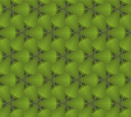 Pattern 3d illustration of swirling cones with a black base on a dark green background