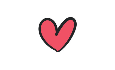 Sign of a heart. Love symbol doodle. Hand drawn vector illustration.