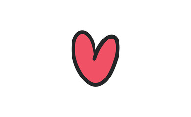 Sign of a heart. Love symbol doodle. Hand drawn vector illustration.