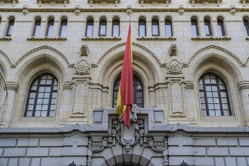 Architectural fragments of old buildings in Madrid. Spain.