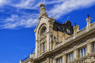 Fototapeta na wymiar Architectural fragments of old buildings in Madrid. Spain.