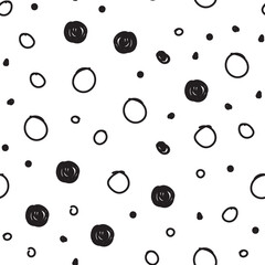 Dots seamless pattern. Hand drawn circles background texture.
