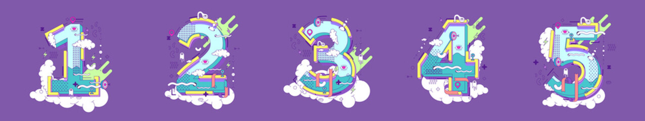 Fototapeta premium Numbers from 1 to 5. Numeral alphabet 12345. Numbers icon.