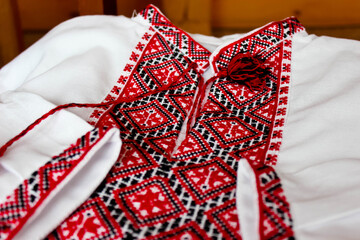 Elements of the national Ukrainian costume embroidered shirt