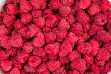 The surface of ripe raspberries. 