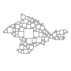 Crimea map from black pattern from a grid of squares of different sizes. Vector illustration.