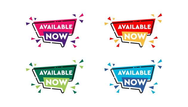 Available Now Sticker Set Banner Design Template.