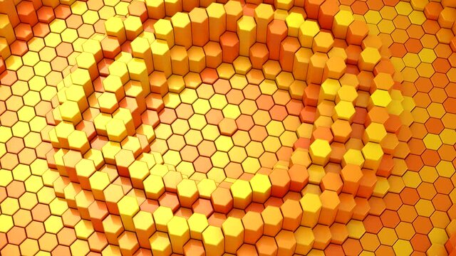 Hexagons Form A Wave. Loop background, 4 in 1, 3d rendering, 4k resolution
