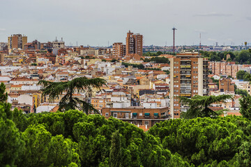 Fototapeta na wymiar Skyline of the city of Madrid, capital of Spain. View from Palacio Real (Royal Palace).