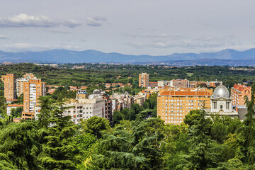 Naklejka premium Skyline of the city of Madrid, capital of Spain. View from Palacio Real (Royal Palace).