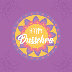 happy dussehra festival of india, mandala culture traditional card