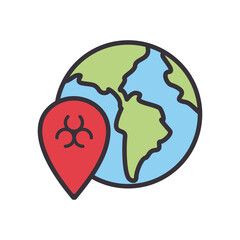 Word with hazard mark line and fill style icon vector design