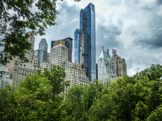 Central Park with skyline in midtown Manhattan New York City