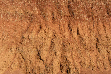 Close up of baked clay background Texture. Dry earth texture background concept for global warming themes. Dry cracked land.