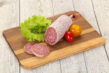 Italian dry Saliami pork sausage