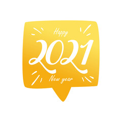 Happy new year 2021 in bubble gold gradient style icon vector design