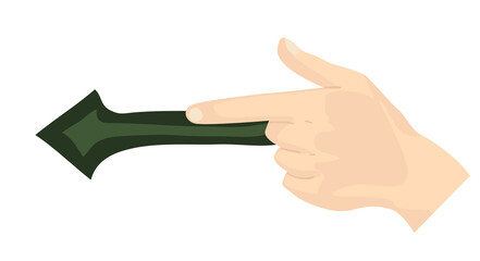 The hand indicates the direction