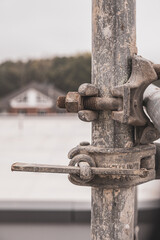 scaffold is connected with metal clamps