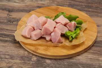 Raw fresh pork meat cube