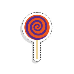 Sticker of a lollipop halloween candy. Halloween season icon - Vector