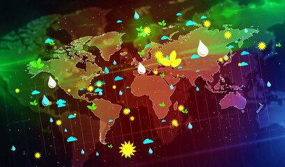 Environment and ecology symbols on globe background