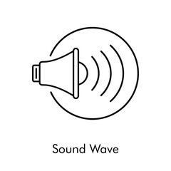Símbolo sonido. Logotipo lineal altavoz con olas y círculo en color negro