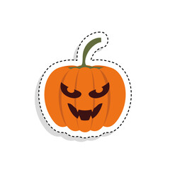 Sticker of a scary halloween pumpkin. Halloween icon - Vector illustration
