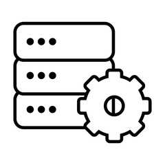 data servers and gear wheel icon, line style