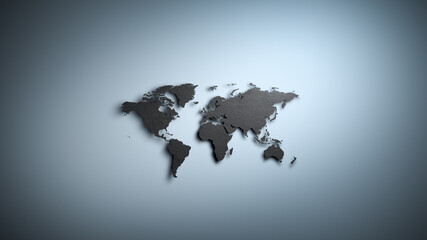 Black Worldmap on Blue Background