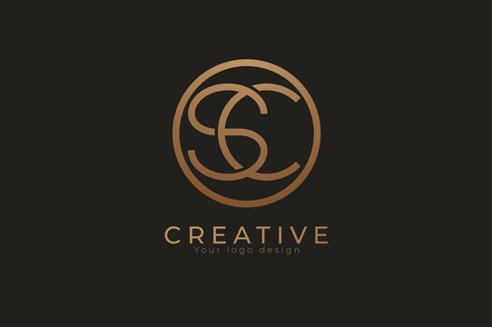 Abstract initial letter S and C logo,circle line and letter SC combination, usable for branding and business logos, Flat Logo Design Template, vector illustration