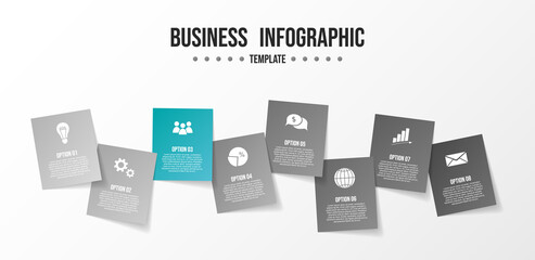 Gray infographic with business icons. Diagram. Vector