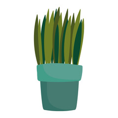 gardening, potted plant leaves isolated icon style