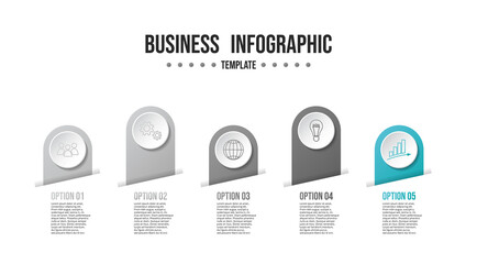 Infographic layout concept. Gray flowchart with business icons. Vector