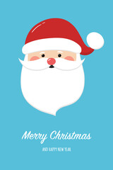 Fototapeta na wymiar Christmas card with happy Santa Claus and wishes. Vector