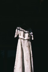 Vestido de novia de casamiento en detalle