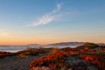 A beautiful coastal sunset at Ocean Beach, San Francisco