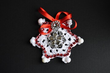 Unique hand crocheted star, Christmas decoration. 

