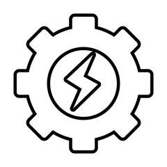 gear wheel with thunder icon, line style