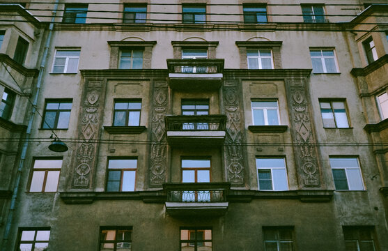 Fragment of a building facade with bas-relief