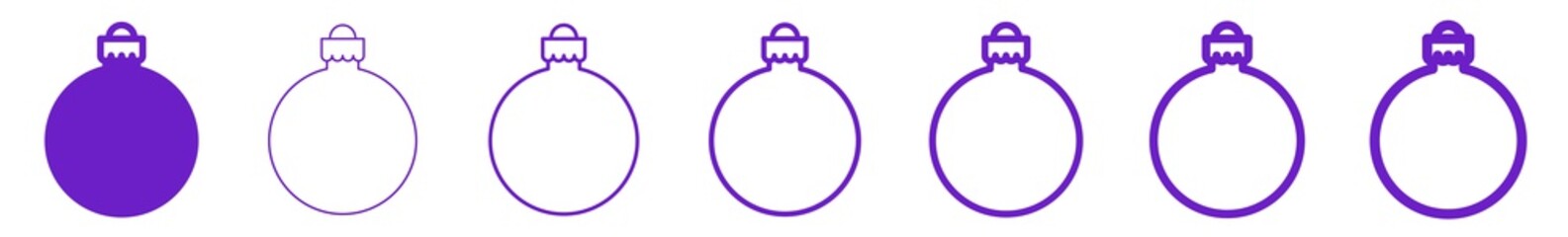 Fototapeta premium Christmas Balls Icon Purple | Fir Tree Ball Illustration | Advent Symbol | Xmas Logo | December Decoration Sign | Isolated | Variations