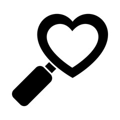 heart magnifying glass icon, silhouette style