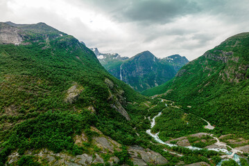 Fototapeta na wymiar Briksdalsbreen is a glacier arm of Jostedalsbreen,Briksdalsbre, Norway