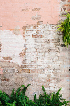 Paint chipped brick textured wall
