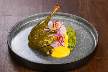 Lamb leg with green rice
